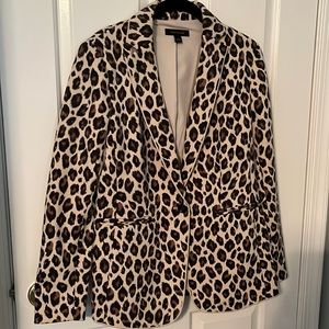Ann Taylor knit animal print blazer.